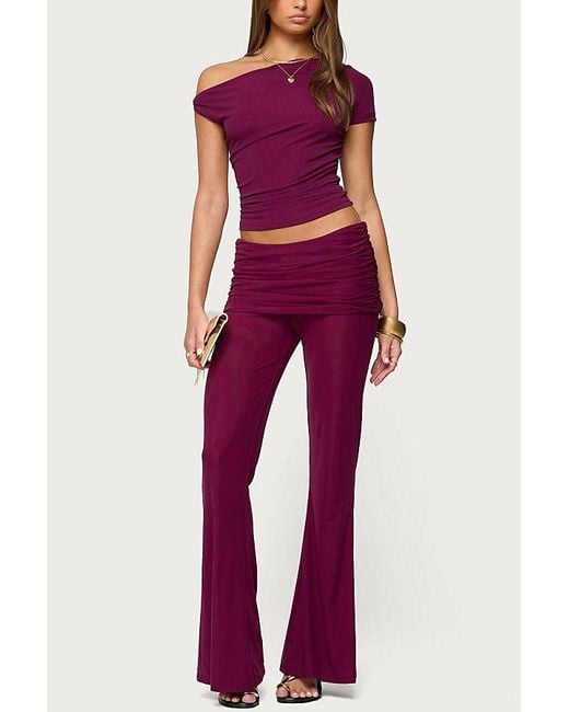 Edikted Red Halli Fold Over Mini Skirt Pants