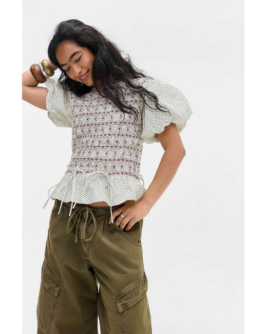 Damson Madder White Audrey Multi-way Spot Blouse