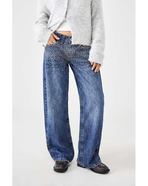 BDG Blue Kayla Lowrider Studded Jeans