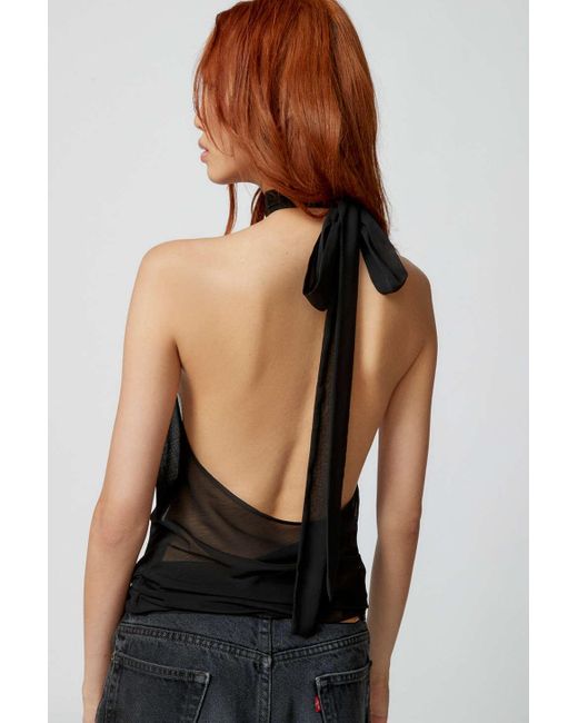 Lioness Hillis Sheer Halter Top In Black,at Urban Outfitters