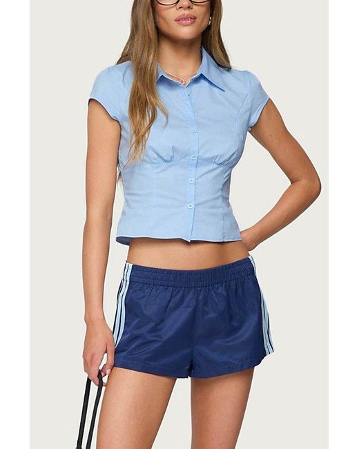 Edikted Blue Massie Tailored Button Up Shirt Top