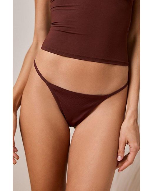 Out From Under Brown Ribbed Base Layer Thong