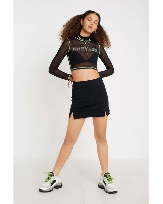 Urban Outfitters Uo Stretch Notched Mini Skirt in Black | Lyst