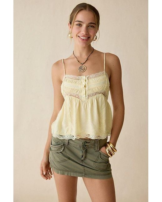 Kimchi Blue Natural Tabby Lace Trim Babydoll Cami