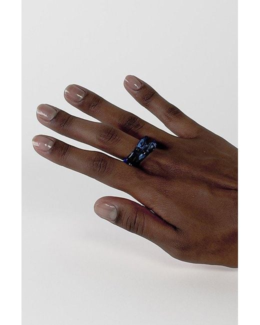 rain and rivers Brown Handmade Simple Stackable Glass Ring Pair