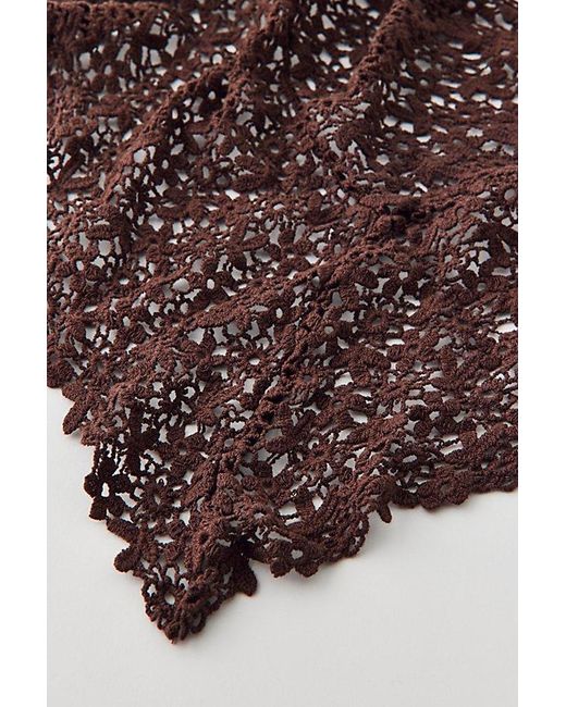 Urban Outfitters Brown Floral Crochet Headscarf