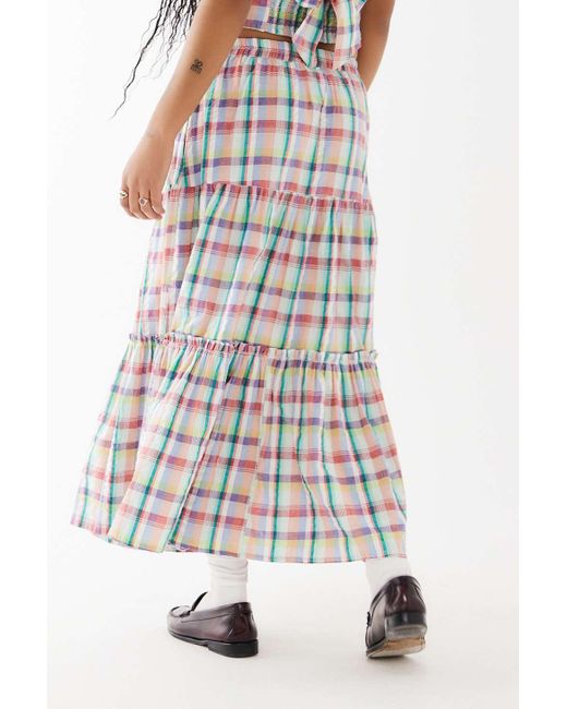 Damson Madder Multicolor Picnic Check Thea Midi Skirt Uk 6 At Urban Outfitters