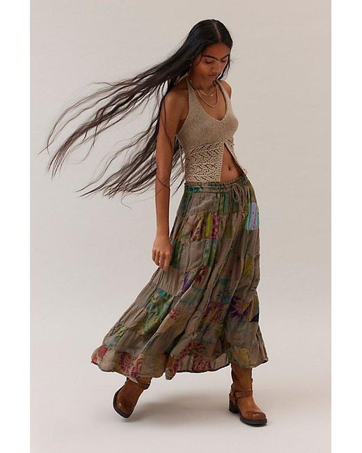 Urban Renewal Brown Remade Overdyed Gauze Midi Skirt