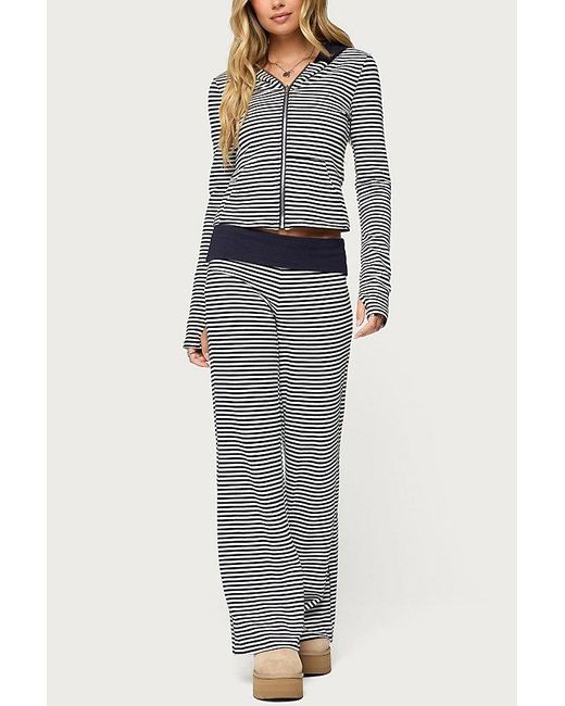 Edikted Blue Meggy Striped Zip Up Hoodie