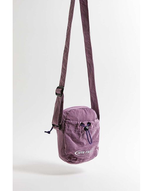 iets frans Green Purple Crinkle Grid Crossbody Bag for men
