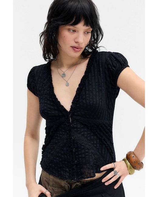 Kimchi Blue Black Robyn Ruffle Blouse