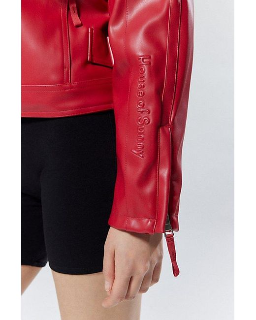 House Of Sunny Red The Racer Faux Leather Moto Jacket