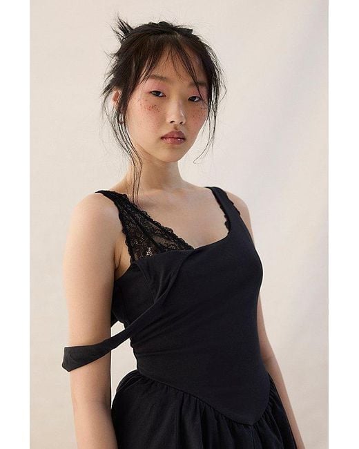 Urban Outfitters Black Uo Daphne Drop-Waist Mini Dress