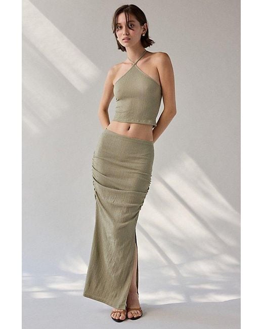 Urban Outfitters Natural Uo Caprina Ruched Knit Skirt 2-Piece Set