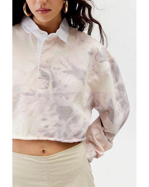 Urban Renewal Natural Remade Bleached Cropped Rugby Shirt