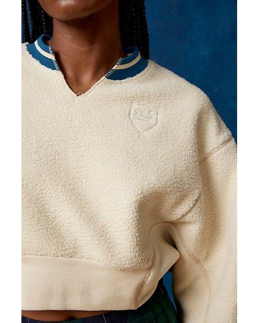 BDG Blue Collins Fleece Pullover Sweatshirt