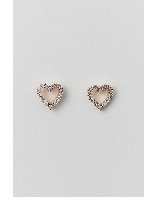 Urban Outfitters Brown Delicate Rhinestone Heart Earring