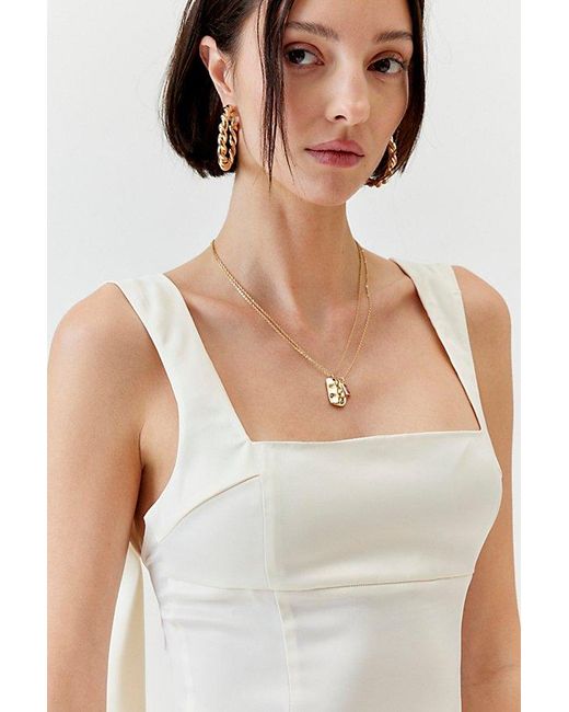Urban Outfitters White Uo Bri Double Bow Satin Mini Dress