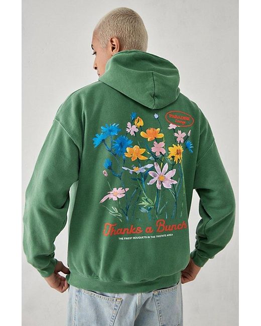 Urban Outfitters Green Uo Flowers Hoodie Sweatshirt for men