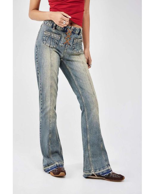 BDG Red Patch Pocket Y2k Bootcut Flare Jeans