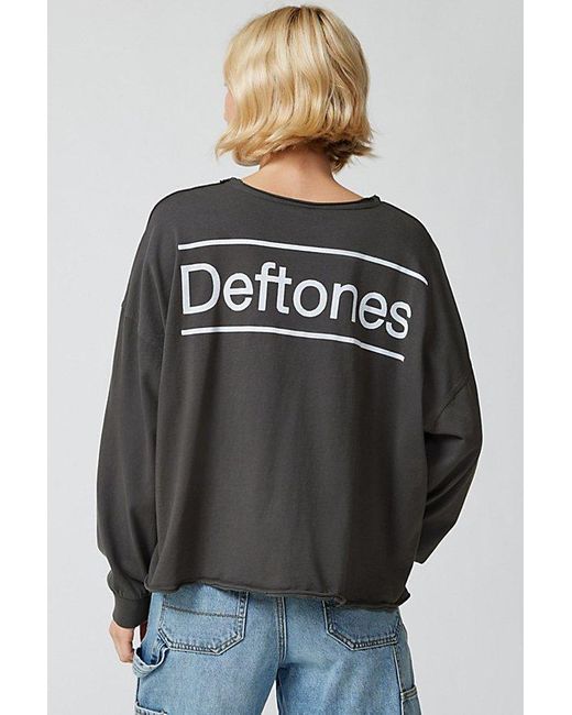 Urban Outfitters Black Deftones Boxy Cropped Long Sleeve Tee