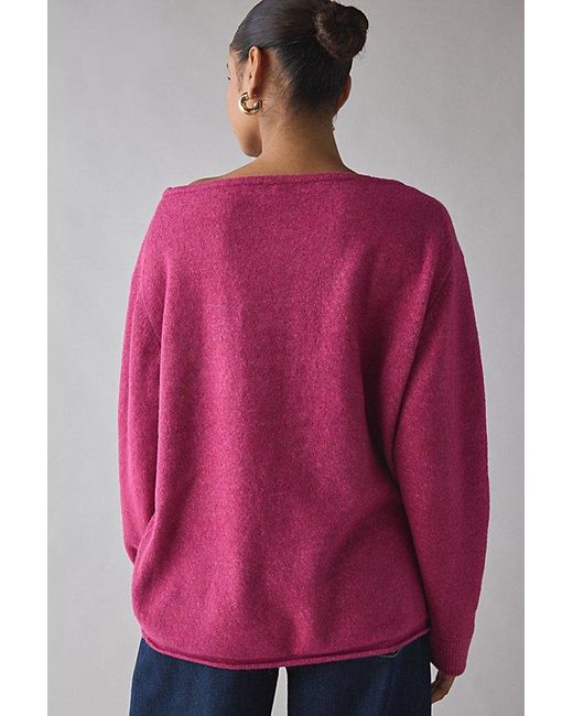 Urban Outfitters Pink Uo Nola Oversized Off-The-Shoulder Sweater