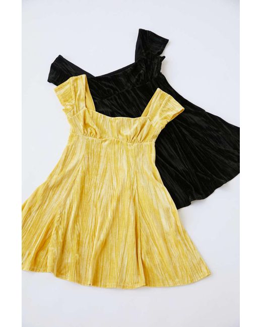 Urban Outfitters Metallic Uo Uma Velvet Cap Sleeve Mini Dress