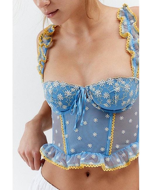 Out From Under Blue Lazy Daisy Ruffle Corset