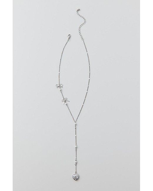 Urban Outfitters White Delicate Pearl Lariat Necklace