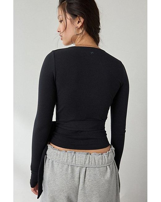 Out From Under Black Bec Long Sleeve Ballet Wrap Top