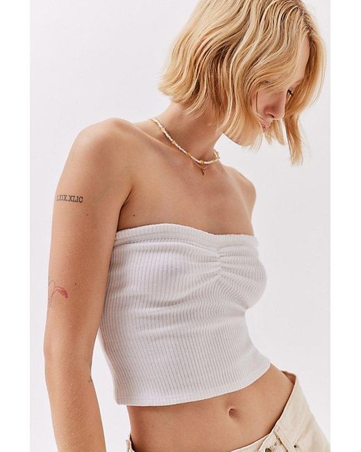 Urban Outfitters Blue Uo Ruched Tube Top