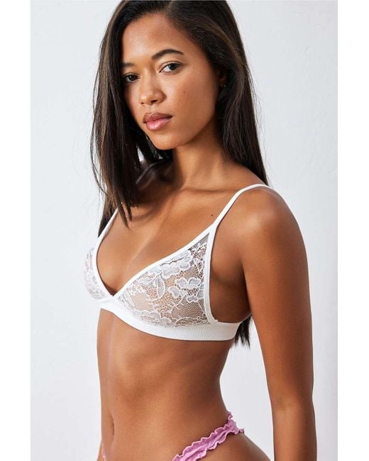 Out From Under White Simple Seamless Lace Triangle Bra