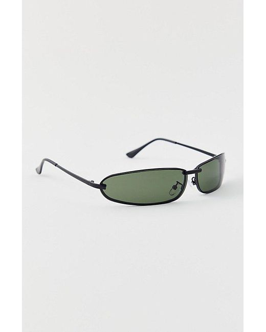 Urban Outfitters Black '90S Curved Rimless Shield Sunglasses