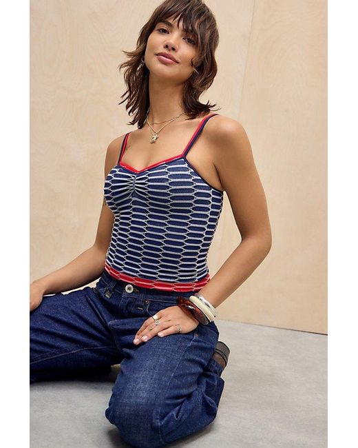 Out From Under Blue Ruched Front Textured Cami