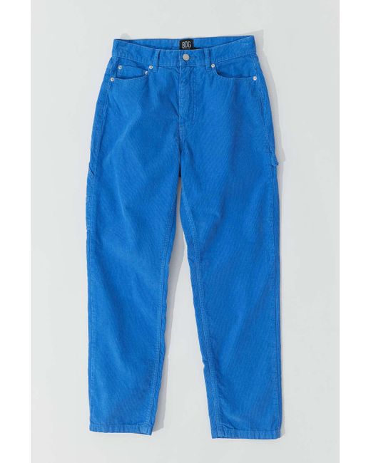 BDG Blue Corduroy High-waisted Slim Straight Cotton Pant