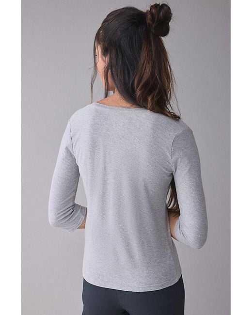 BDG Gray Vee Neck 3/4 Sleeve Spill The Tee