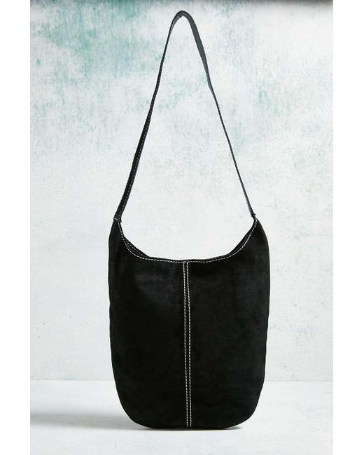 Urban Outfitters Black Uo Suede Sling Slouchy Crossbody Bag