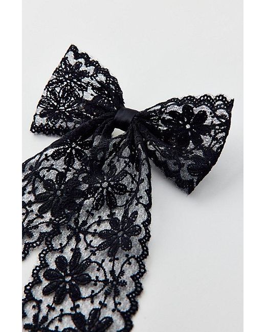 Urban Outfitters Black Maisie Lace Hair Bow Barrette