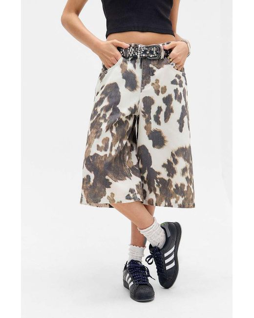 The Ragged Priest Gray Cow Print Jorts 28 At Urban Outfitters