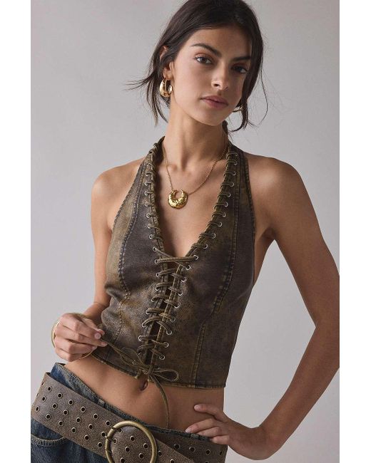 Urban Outfitters Brown Uo Tali Halter Top