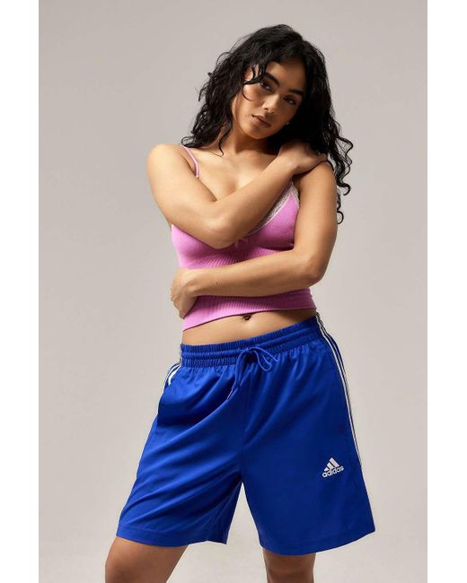 Adidas Blue 3-stripes Longline Shorts