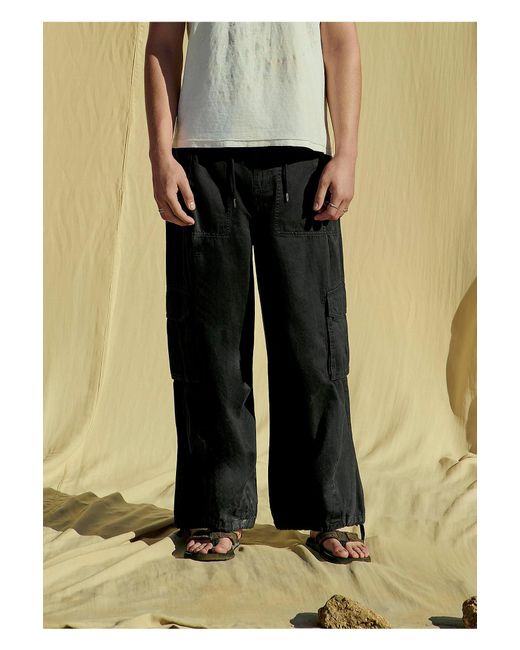BDG Washed Black Denzel Cargo Trousers for men