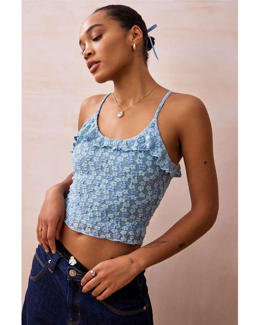 Daisy Street Blue Floral Lace Cami