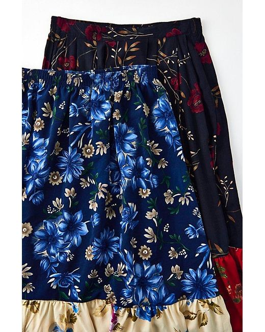 Urban Renewal Blue Remade Spliced Ruffle Hem Maxi Skirt