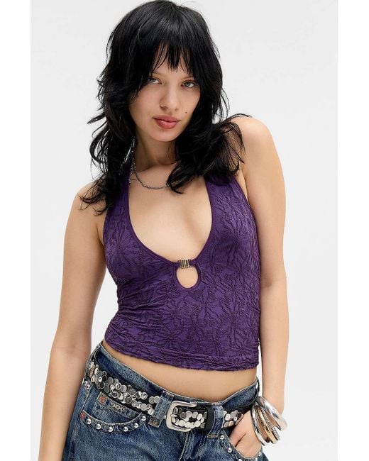 Urban Outfitters Purple Uo Seamless Hardware Halter Top