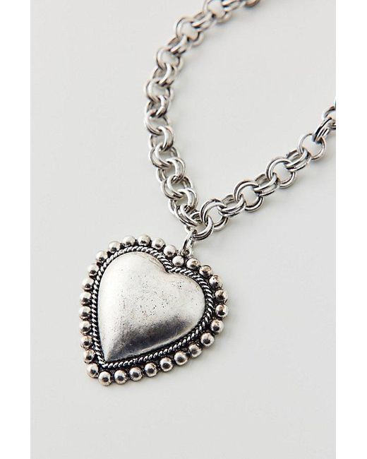 Urban Outfitters Brown Heart Pendant Chain Necklace
