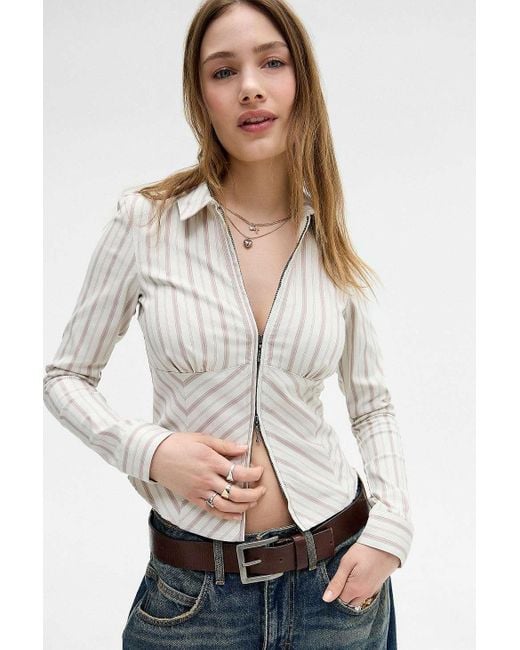 Silence + Noise White Silence + Noise Hailey Zip Through Shirt