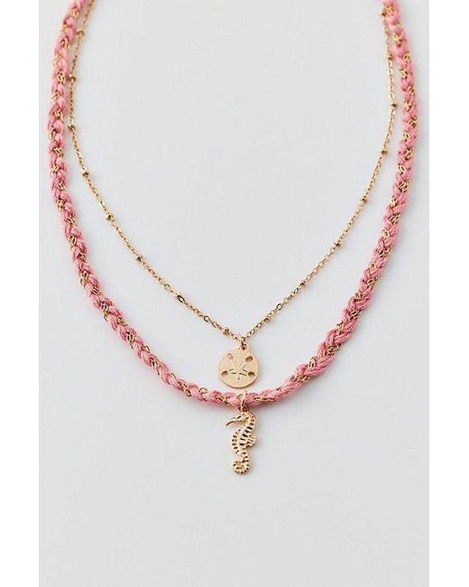 Urban Outfitters Red Dylan Shell Charm Layering Necklace