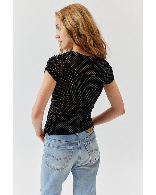 Urban Outfitters Black Uo Josephine Printed Blouse