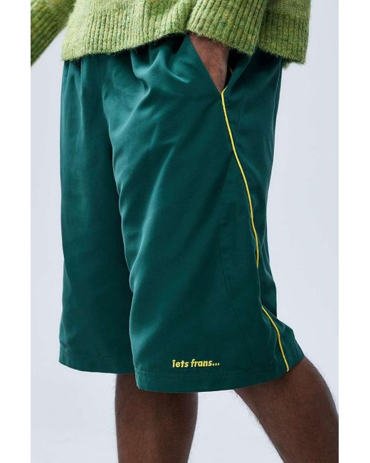 iets frans Green Longline Microfibre Shorts for men